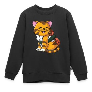 Sushi tigre chat japonais sushi dames - Sweat Premium enfant bio - noir - Devant - AI Model Kid Female (0cm)