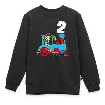 Zug Eisenbahn Kinder 2 Jahre Lokomotive Geburtstag - Kinder Premium Organic Sweatshirt - Schwarz - Vorne - AI Model Kid Female (0cm)