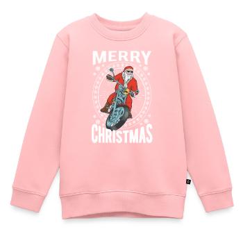 Joyeux Noël Santa Claus moto - Sweat Premium enfant bio - rose - Devant - AI Model Kid Female (0cm)