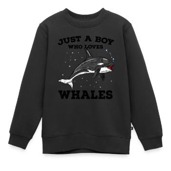 Baleines - Sweat Premium enfant bio - noir - Devant - AI Model Kid Female (0cm)