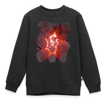 Effet 3D volcan lave rougeoyante - Sweat Premium enfant bio - noir - Devant - AI Model Kid Female (0cm)