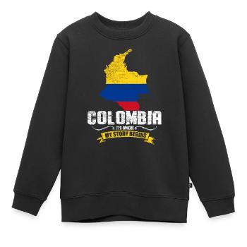 Colombie Fan - Sweat Premium enfant bio - noir - Devant - AI Model Kid Female (0cm)
