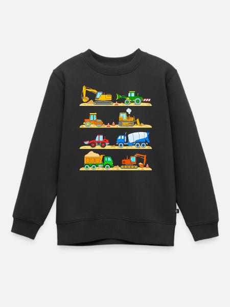 Baustelle Fahrzeuge Bagger Lastwagen Bulldozer - Kinder Premium Organic Sweatshirt - Schwarz