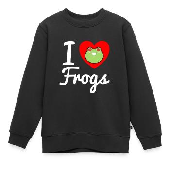 Frosch Kröte Laubfrosch Quak Froschkönig Märchen - Kinder Premium Organic Sweatshirt - Schwarz - Vorne - AI Model Kid Female (0cm)