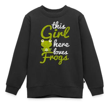 grenouille - Sweat Premium enfant bio - noir - Devant - AI Model Kid Female (0cm)