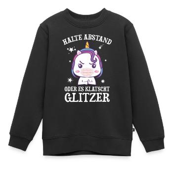Einhorn Halte Abstand Oder Es Klatscht Glitzer - Kinder Premium Organic Sweatshirt - Schwarz - Vorne - AI Model Kid Female (0cm)