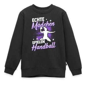 Echte Mädchen Spielen Handball Sport Handballerin - Kinder Premium Organic Sweatshirt - Schwarz - Vorne - AI Model Kid Female (0cm)