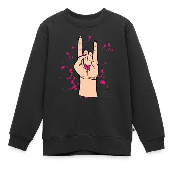 Motif "Sign of the Horns" pour les amateurs de musique rock - Sweat Premium enfant bio - noir - Devant - AI Model Kid Female (0cm)