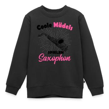 Saxophon - Kinder Premium Organic Sweatshirt - Schwarz - Vorne - AI Model Kid Female (0cm)