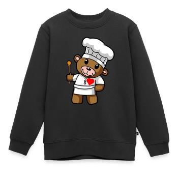 Koch Teddy Chefkoch Restaurant Berufe kochen - Kinder Premium Organic Sweatshirt - Schwarz - Vorne - AI Model Kid Female (0cm)