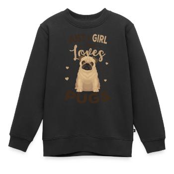 Mops - Kinder Premium Organic Sweatshirt - Schwarz - Vorne - AI Model Kid Female (0cm)