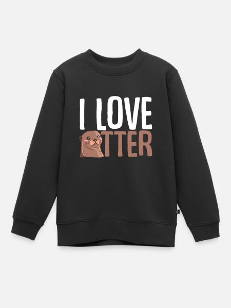 Otter Tier Liebe - Kinder Premium Organic Sweatshirt - Schwarz