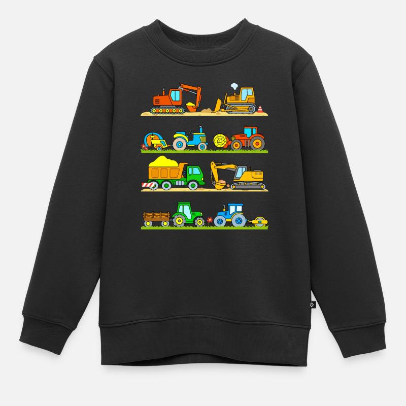 Tracteurs Excavatrices Véhicules - Sweat Premium enfant bio - noir