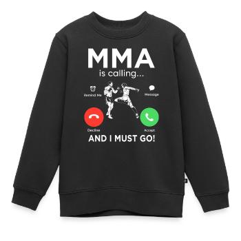 Idée cadeau MMA appelle et je dois y aller - Sweat Premium enfant bio - noir - Devant - AI Model Kid Female (0cm)