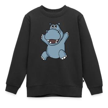 Nilpferd - Kinder Premium Organic Sweatshirt - Schwarz - Vorne - AI Model Kid Female (0cm)