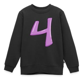 Nummer 4 Zahl Ziffer - Kinder Premium Organic Sweatshirt - Schwarz - Vorne - AI Model Kid Female (0cm)