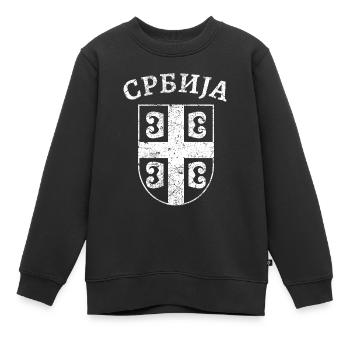 Serbie Armoiries Cyrille - Sweat Premium enfant bio - noir - Devant - AI Model Kid Female (0cm)