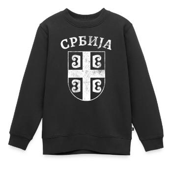 Serbie Cyrillique - Sweat Premium enfant bio - noir - Devant - AI Model Kid Female (0cm)
