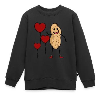 Félicitations anniversaire cacahuète coeur noix salutation - Sweat Premium enfant bio - noir - Devant - AI Model Kid Female (0cm)
