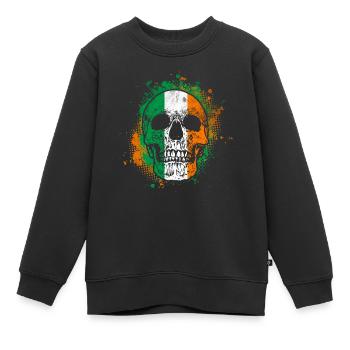 Tête de mort irlandaise - Sweat Premium enfant bio - noir - Devant - AI Model Kid Female (0cm)