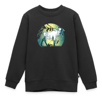 Elch - Kinder Premium Organic Sweatshirt - Schwarz - Vorne - AI Model Kid Female (0cm)