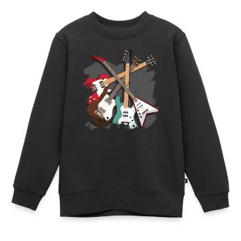 Guitare basse - Sweat Premium enfant bio - noir - Devant - AI Model Kid Female (0cm)