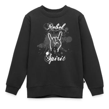 Rebel Spirit Rebell Spruch Pommesgabel Geschenk - Kinder Premium Organic Sweatshirt - Schwarz - Vorne - AI Model Kid Female (0cm)