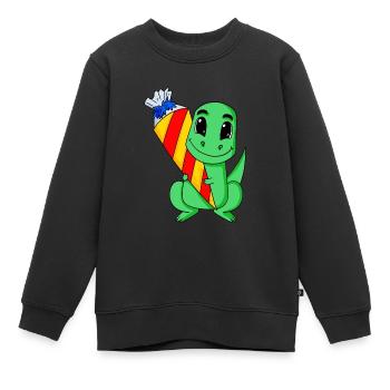 Education dinosaure 1 classe - Sweat Premium enfant bio - noir - Devant - AI Model Kid Female (0cm)