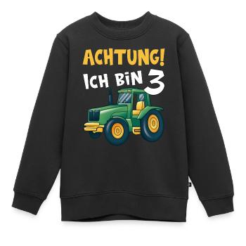 Achtung ich bin 3 Traktor Kindergeburtstag 3 - Kinder Premium Organic Sweatshirt - Schwarz - Vorne - AI Model Kid Female (0cm)