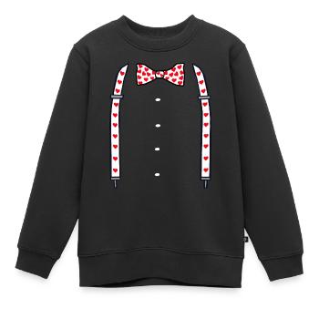 Bretelles coeur Saint Valentin avec noeud papillon - Sweat Premium enfant bio - noir - Devant - AI Model Kid Female (0cm)