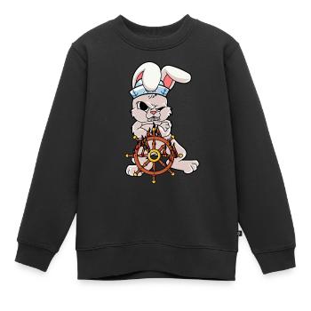 Maritim Steuermann Seemann Hase Nautik feurig Ahoi - Kinder Premium Organic Sweatshirt - Schwarz - Vorne - AI Model Kid Female (0cm)