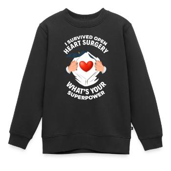 Superpower Bypass Surgery Heart Surgery Heart Surgery - Kids Premium Organic Sweatshirt - black - Front - AI Model Kid Female (0cm)