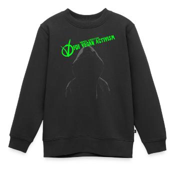 v for vegan activism (activiste) - Sweat Premium enfant bio - noir - Devant - AI Model Kid Female (0cm)