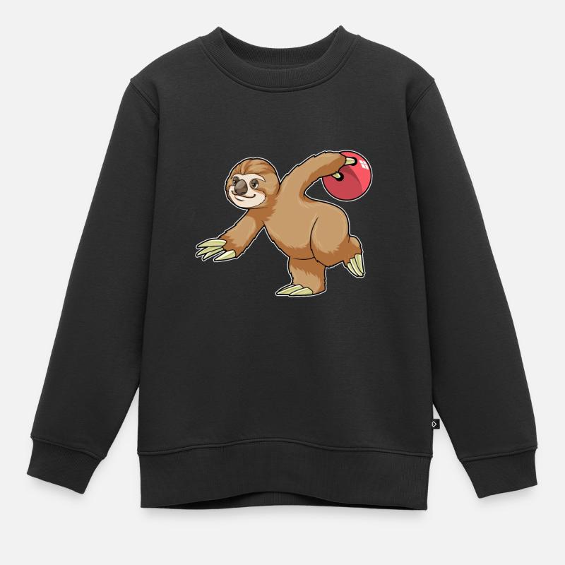 Paresseux au bowling avec boule de bowling - Sweat Premium enfant bio - noir