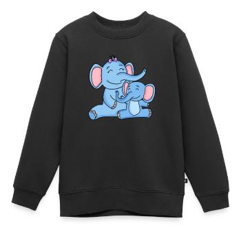 Elefant Familie Geschwister - Kinder Premium Organic Sweatshirt - Schwarz - Vorne - AI Model Kid Female (0cm)