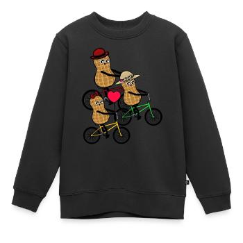 Familie Ausflug Kinder Erdnuss Fahrrad fahren - Kinder Premium Organic Sweatshirt - Schwarz - Vorne - AI Model Kid Female (0cm)