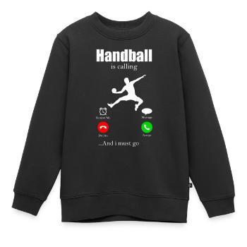 Handball Sport Sprungwurf Frauenhandball Hobby - Kinder Premium Organic Sweatshirt - Schwarz - Vorne - AI Model Kid Female (0cm)