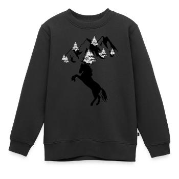 Wild Wildpferde Hengst Pferd Reiter - Kinder Premium Organic Sweatshirt - Schwarz - Vorne - AI Model Kid Female (0cm)