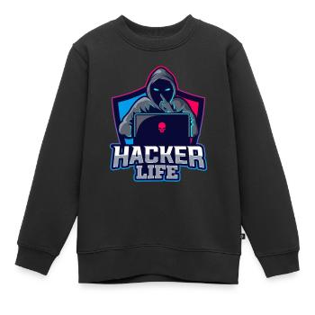 Hacker Life - Sweat Premium enfant bio - noir - Devant - AI Model Kid Female (0cm)
