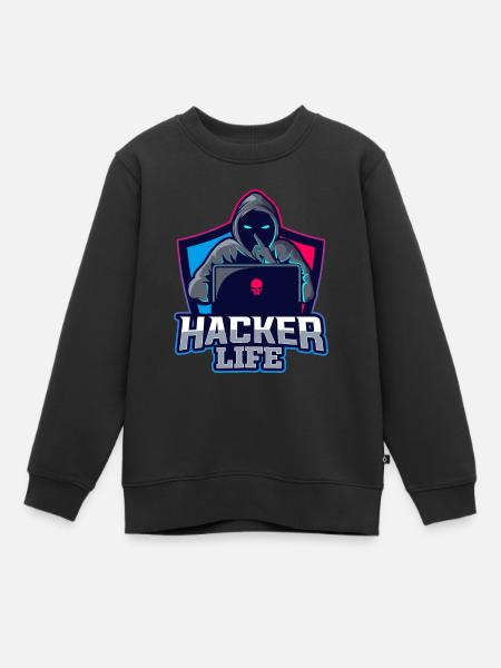 Hacker Life - Sweat Premium enfant bio - noir
