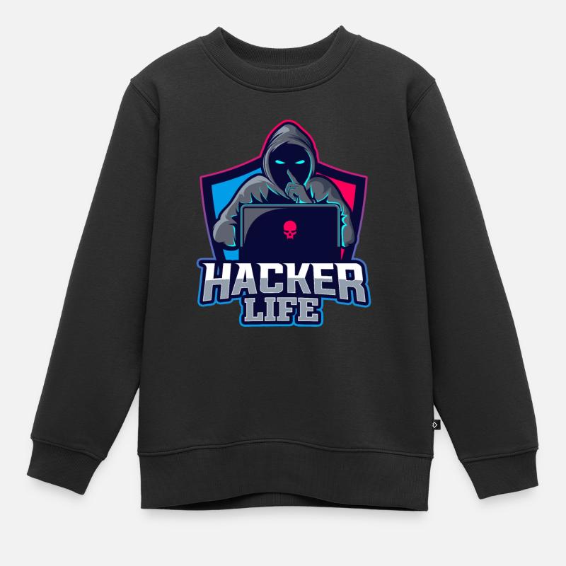 Hacker Life - Kinder Premium Organic Sweatshirt - Schwarz