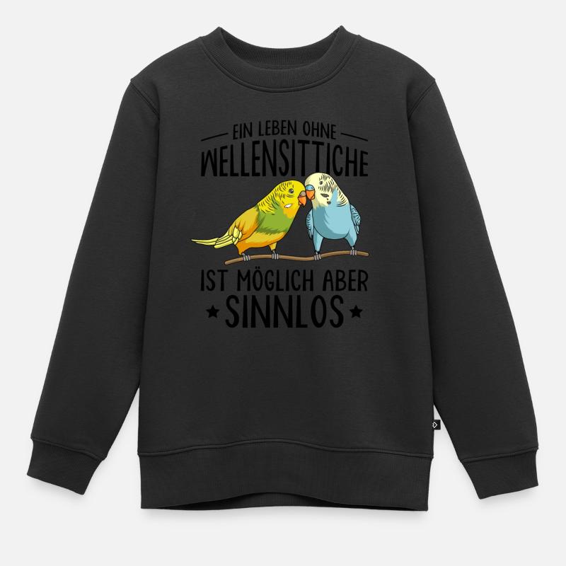 Wellensittich - Kinder Premium Organic Sweatshirt - Schwarz