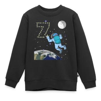 Astronaute 7 ans 7 ans 7ème anniversaire espace Terre Lune - Sweat Premium enfant bio - noir - Devant - AI Model Kid Female (0cm)