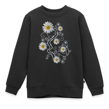 Ornament Marguerites Fleurs Marguerites - Sweat Premium enfant bio - noir - Devant - AI Model Kid Female (0cm)