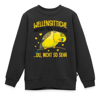 Wellensittich - Kinder Premium Organic Sweatshirt - Schwarz - Vorne - AI Model Kid Female (0cm)