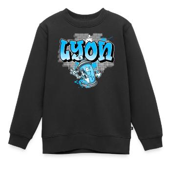 Lyon Graffiti - Sweat Premium enfant bio - noir - Devant - AI Model Kid Female (0cm)