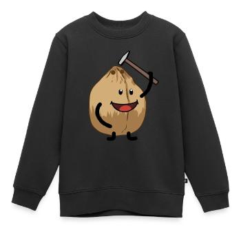 Kokosnuss Hammer knacken Nuss Speise - Kinder Premium Organic Sweatshirt - Schwarz - Vorne - AI Model Kid Female (0cm)