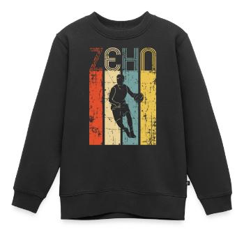 Basket 10ème anniversaire basketteur - Sweat Premium enfant bio - noir - Devant - AI Model Kid Female (0cm)