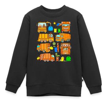 Garbage truck design garbage trucks young garbage collection - Kids Premium Organic Sweatshirt - black - Front - AI Model Kid Female (0cm)
