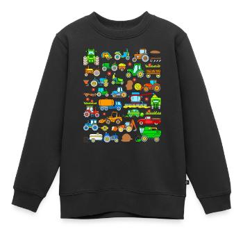 Tracteur enfant conception de véhicule - Sweat Premium enfant bio - noir - Devant - AI Model Kid Female (0cm)